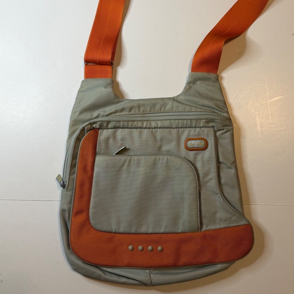TUMI T-Tech Crossbody Messenger Bag Tan Orange Ballistic Nylon Tech Bag